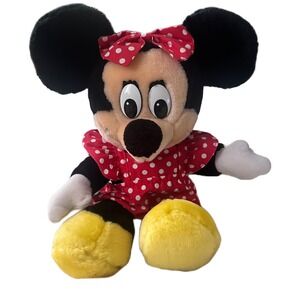 Vintage Disney Minnie Mouse Plush Red Polka Dot Dress Bow Kids Toy Korea 12"